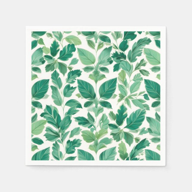 Lush Green Foliage Pattern Napkins (Front)