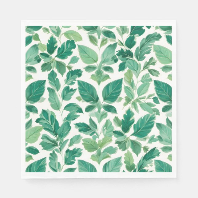 Lush Green Foliage Pattern Napkins (Front)