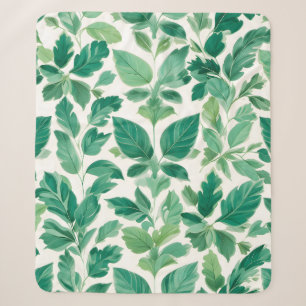 Lush Green Foliage Pattern Sherpa Blanket