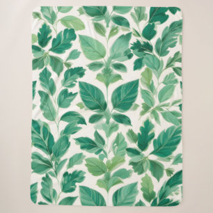 Lush Green Foliage Pattern Sherpa Blanket