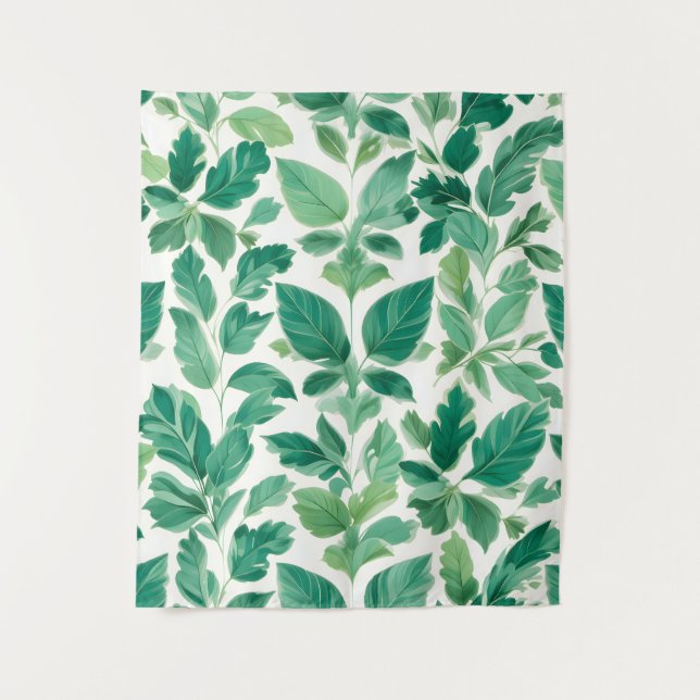 Lush Green Foliage Pattern Tapestry (Front)