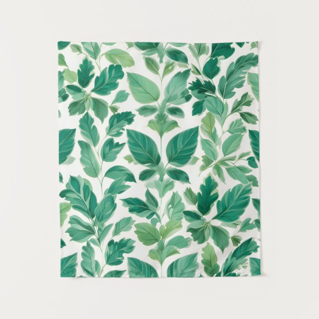Lush Green Foliage Pattern Tapestry (Front)