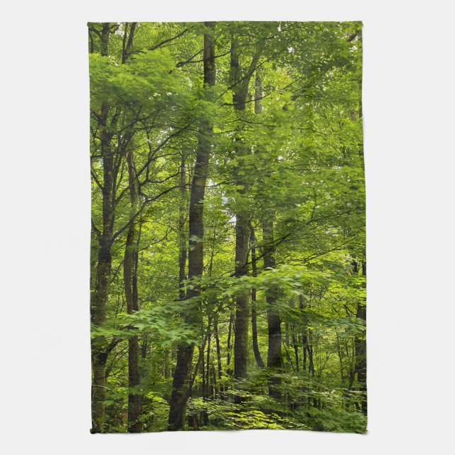 Lush Green Forest Acrylic Print Kitchen Towel (Vertical)