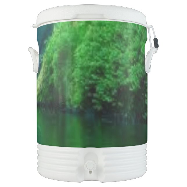 Lush Green Forest River Scenic Igloo Beverage Cool Cooler (Front)