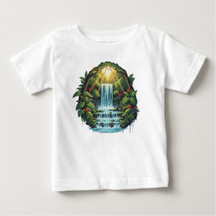 Lush Green Forest Waterfall – Cinematic Tropical Baby T-Shirt