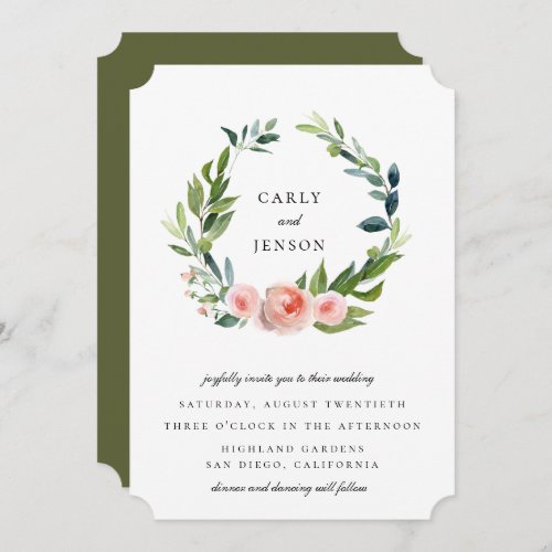 Lush Green Garden Wreath Wedding Invitation