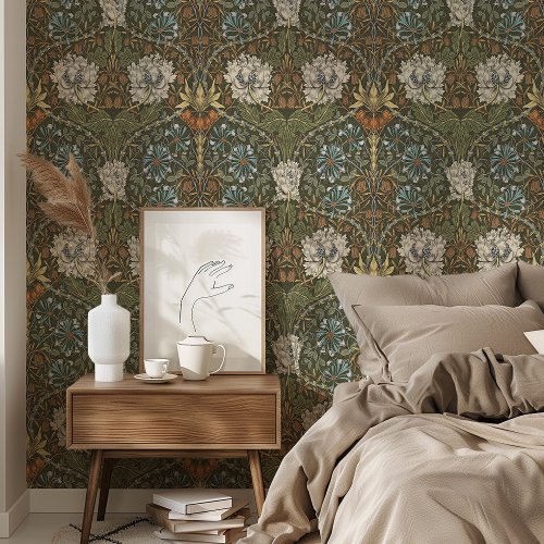 Lush Green Honeysuckle Victorian Edwardian British Wallpaper