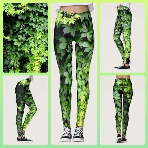 Lush Green Ivy Vine Leaves Photographic Leggings