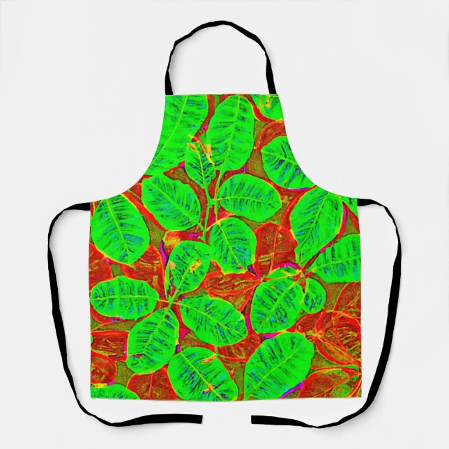 Lush Green Leaf Pattern Apron (Front)