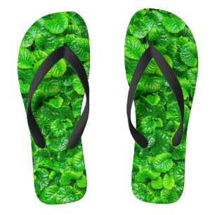 Lush Green Leaves Flip Flops