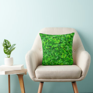 Lush Green Leaves Throw Pillow