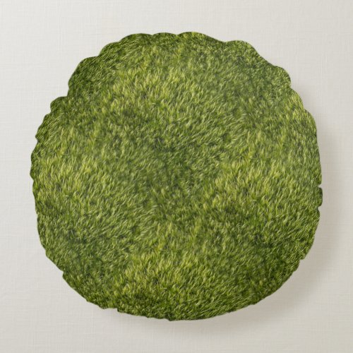 Lush Green Moss Round Pillow