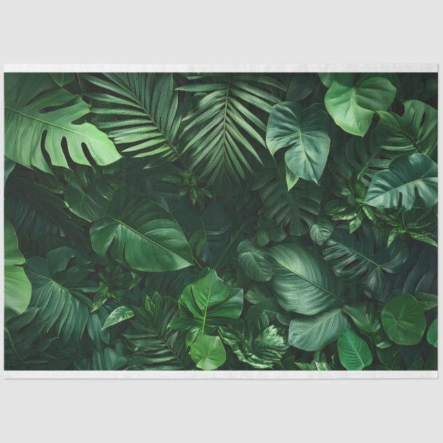 Lush Green Tropical Leaves  Tissue Paper (Front)