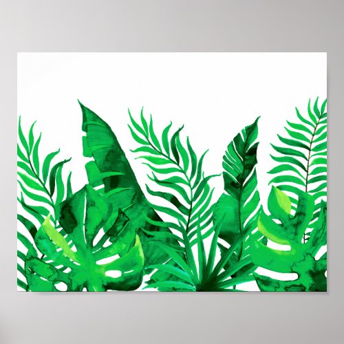 Lush Green _ Watercolor Tropical Foliage _ Poster