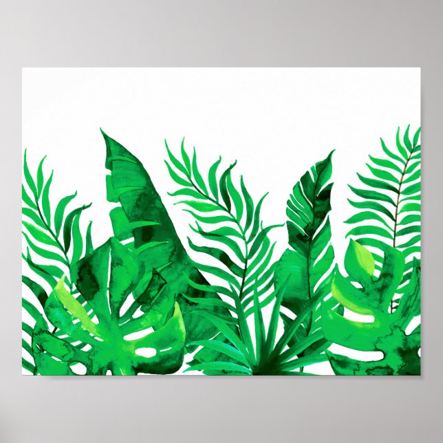 Lush Green - Watercolor Tropical Foliage - Poster (Front)