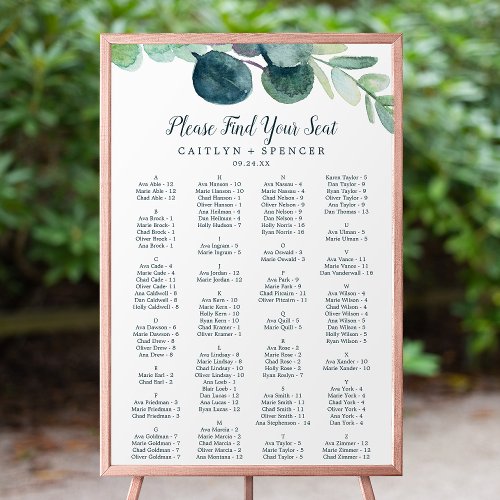 Lush Greenery Alphabetical Seating Chart