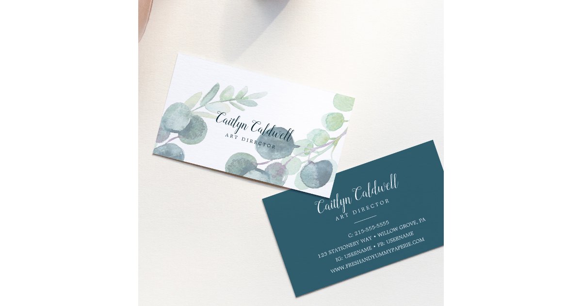 Lush Greenery and Eucalyptus Art Business Card | Zazzle