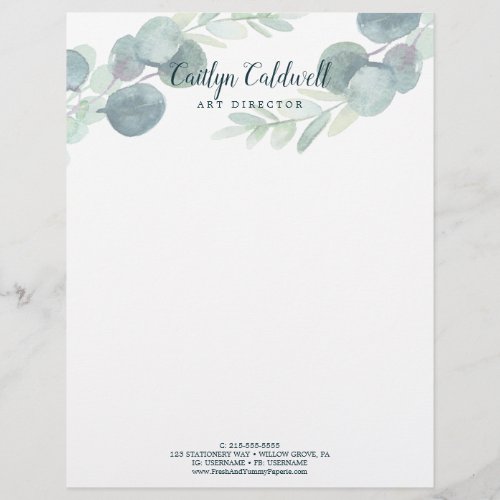 Lush Greenery and Eucalyptus Art Letterhead