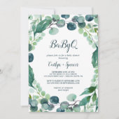 Lush Greenery and Eucalyptus BabyQ Invitation (Front)
