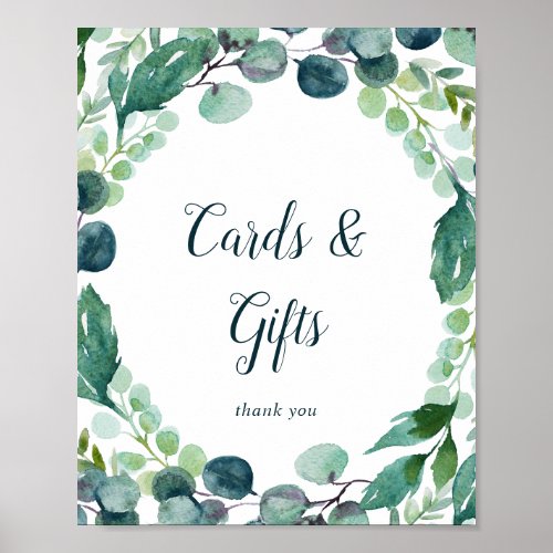 Lush Greenery and Eucalyptus Cards and Gifts Sign