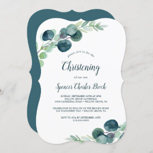 Lush Greenery and Eucalyptus Christening Invitation