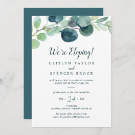 Lush Greenery and Eucalyptus Elopement Reception Invitation