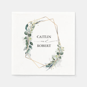 Lush Greenery and Eucalyptus Foliage Geometric Napkins