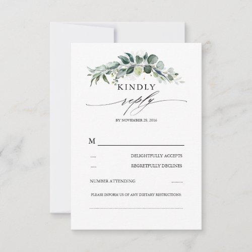Lush Greenery and Eucalyptus Foliage Wedding RSVP Card