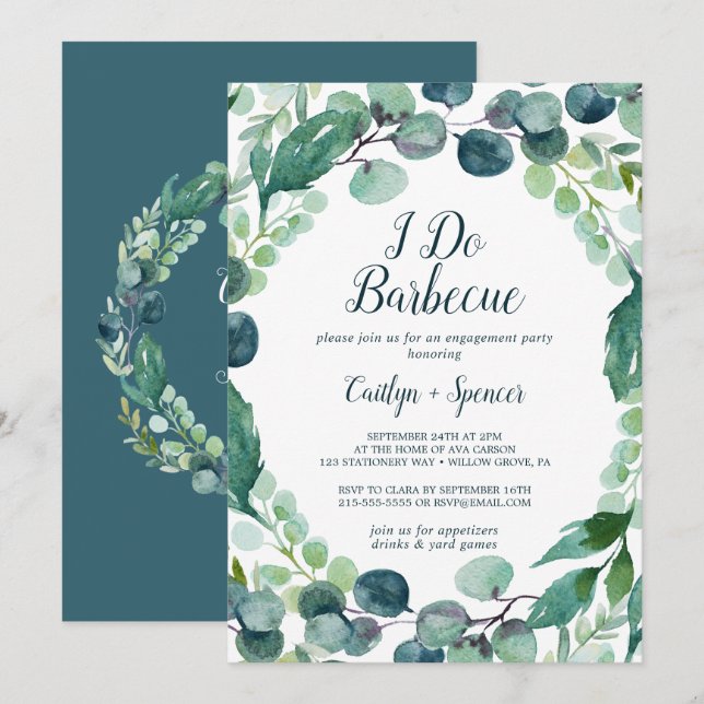 Lush Greenery and Eucalyptus I Do Barbecue Invitation (Front/Back)