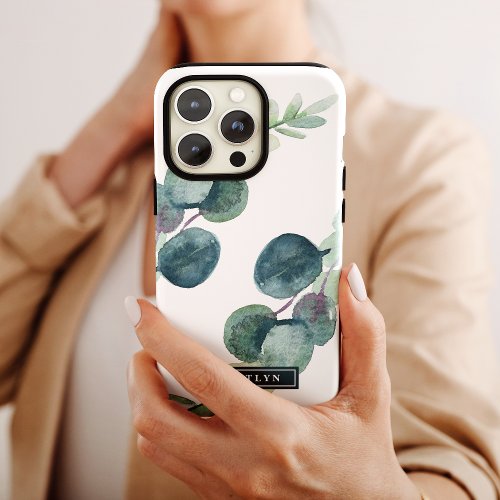 Lush Greenery and Eucalyptus Personalized Name iPhone X Case