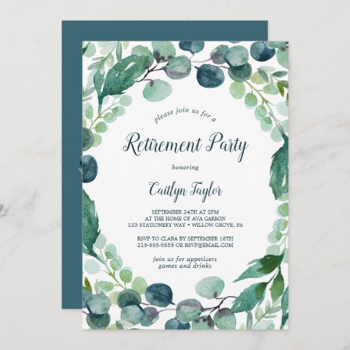 Lush Greenery and Eucalyptus Retirement Party Invitation