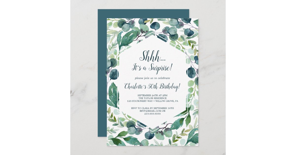 Lush Greenery and Eucalyptus Surprise Party Invitation | Zazzle