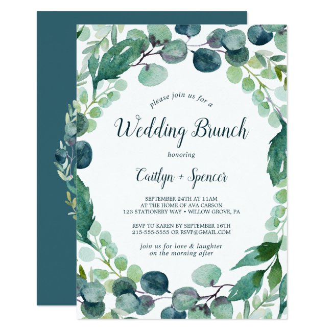 Lush Greenery and Eucalyptus Wedding Brunch Invitation