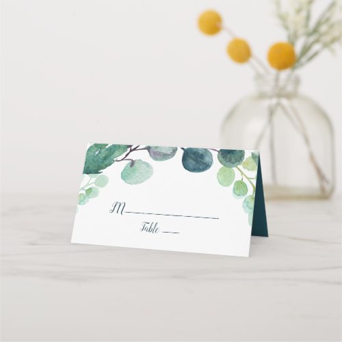 Lush Greenery and Eucalyptus Wedding Folded Place Card