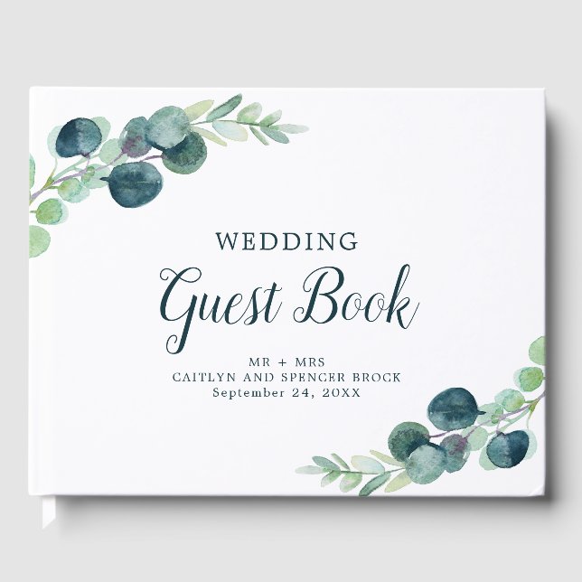 Lush Greenery and Eucalyptus Wedding Guest Book (Front)