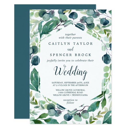 Lush Greenery And Eucalyptus Wedding Invitation Zazzle Com