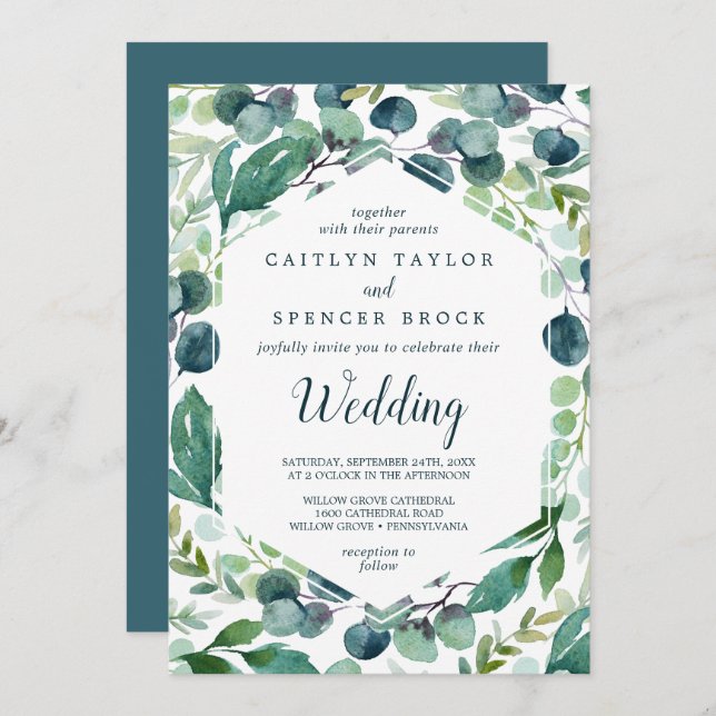 Lush Greenery and Eucalyptus Wedding Invitation (Front/Back)