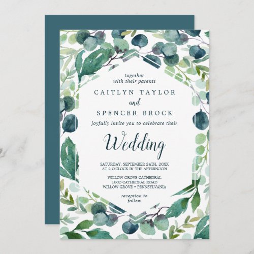 Lush Greenery and Eucalyptus Wedding Invitation