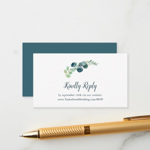 Lush Greenery and Eucalyptus Wedding Website RSVP Enclosure Card