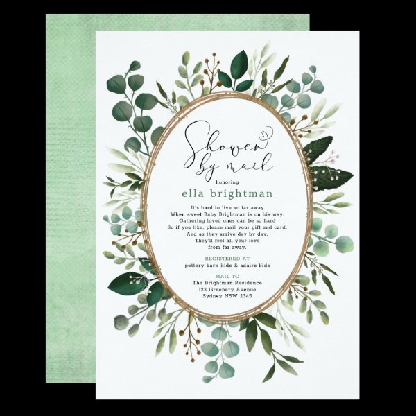Lush Greenery Baby Shower By Mail Long Distance Invitation