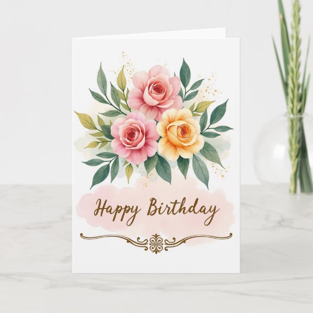 Lush Greenery Birthday Card (Front)