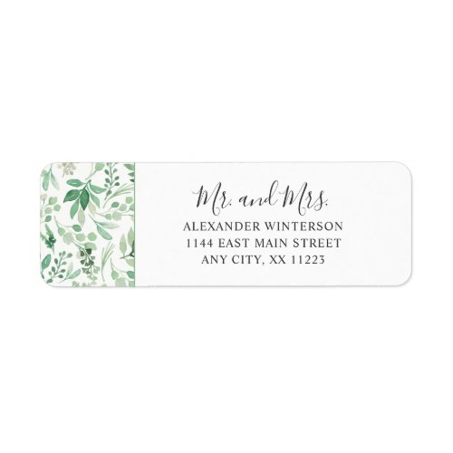 Lush Greenery Botanical MR  MRS return address Label