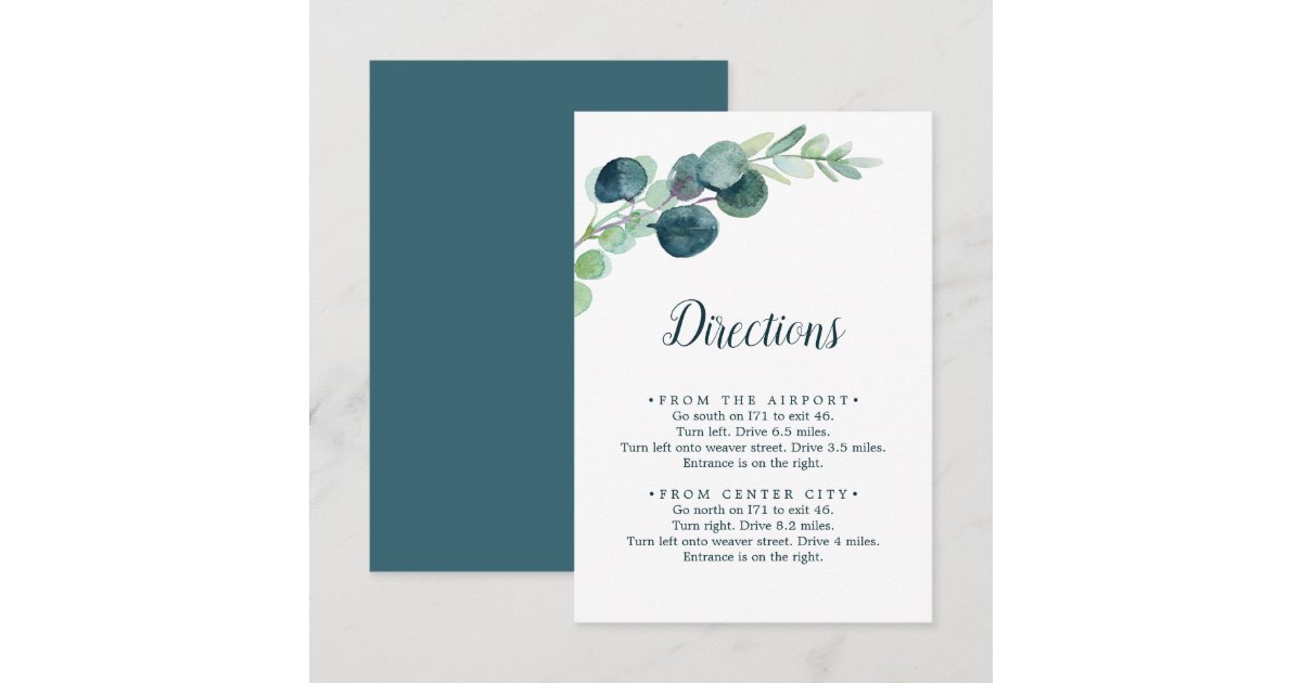 Lush Greenery Directions Enclosure Card Zazzle