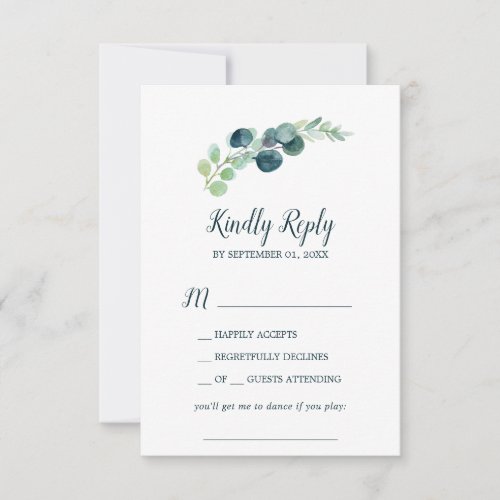 Lush Greenery  Eucalyptus Song Request RSVP Card