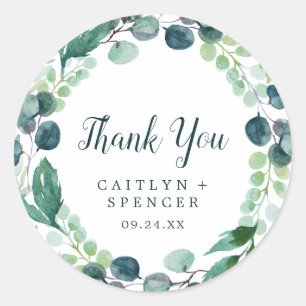 Lush Greenery & Eucalyptus Thank You Favor Sticker