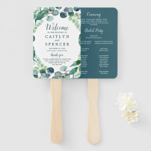 Lush Greenery & Eucalyptus Wedding Program Fan