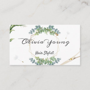 Lush Greenery floral natural Dandelion Business Card