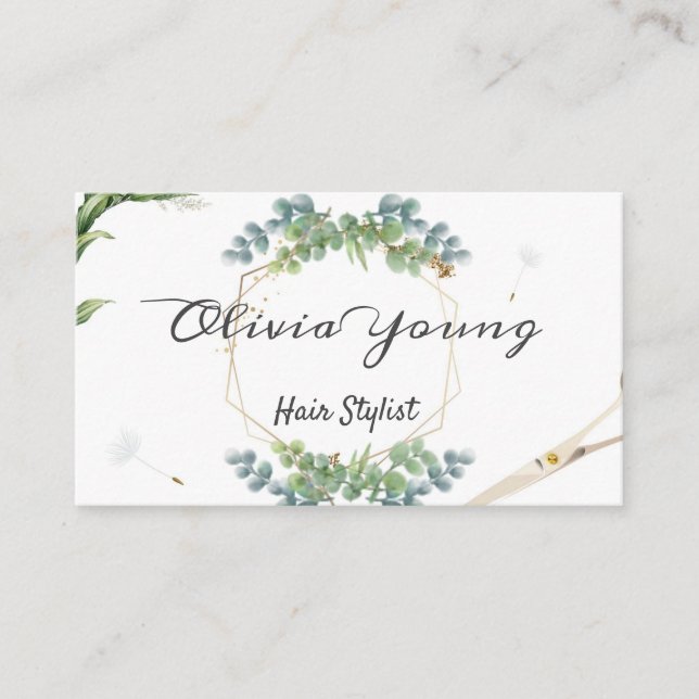 Lush Greenery floral natural Dandelion Business Card (Front)