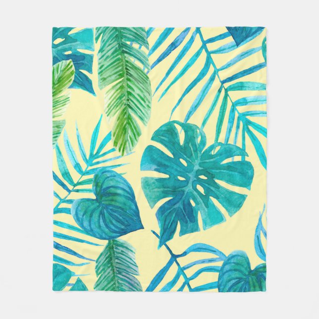 Lush greenery of tropical plants from jungle. Endl Fleece Blanket (Front)