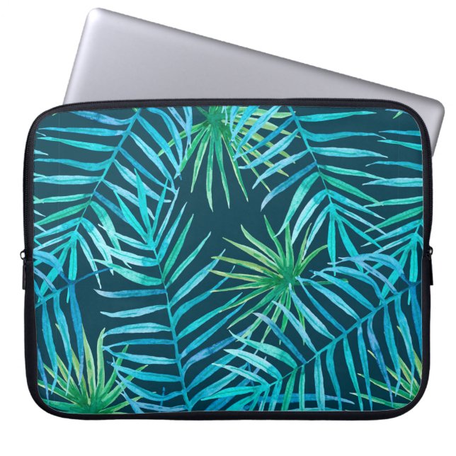Lush greenery of tropical plants from jungle seaml laptop sleeve (Front)